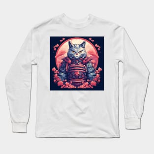 Cool Samurai Cat Long Sleeve T-Shirt